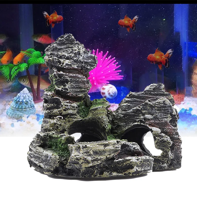Горный вид Камень Аквариум Рок Пещера дерево мост аквариум орнамент с рыбами
