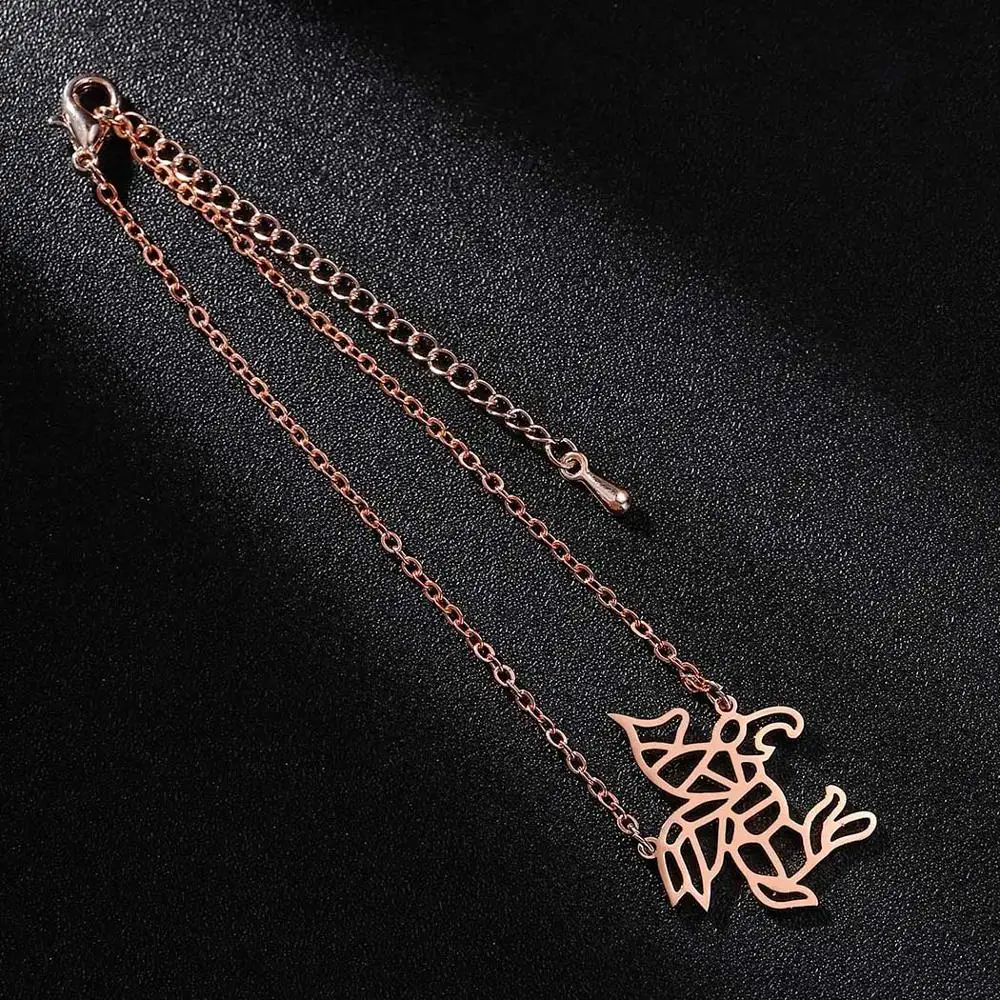 Чандлер оригами Единорог браслет из нержавеющей стали крыло вырез цепочка с