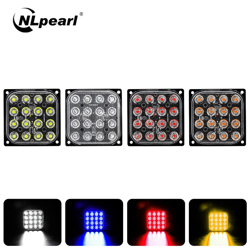 NLpearl 1x Автомобильный светильник сборки 16LED грузовик Строб Предупреждение 16 Вт 6500K