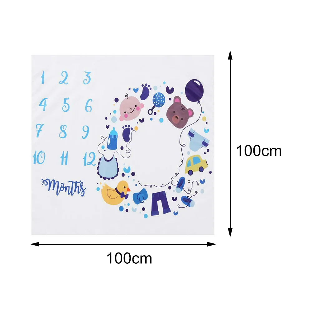 

Photography Blanket Baby Cute Backdrop Cloth Monthly Milestone Polyester Props Soft Photo Grops Newborn Calender Square Cartoon