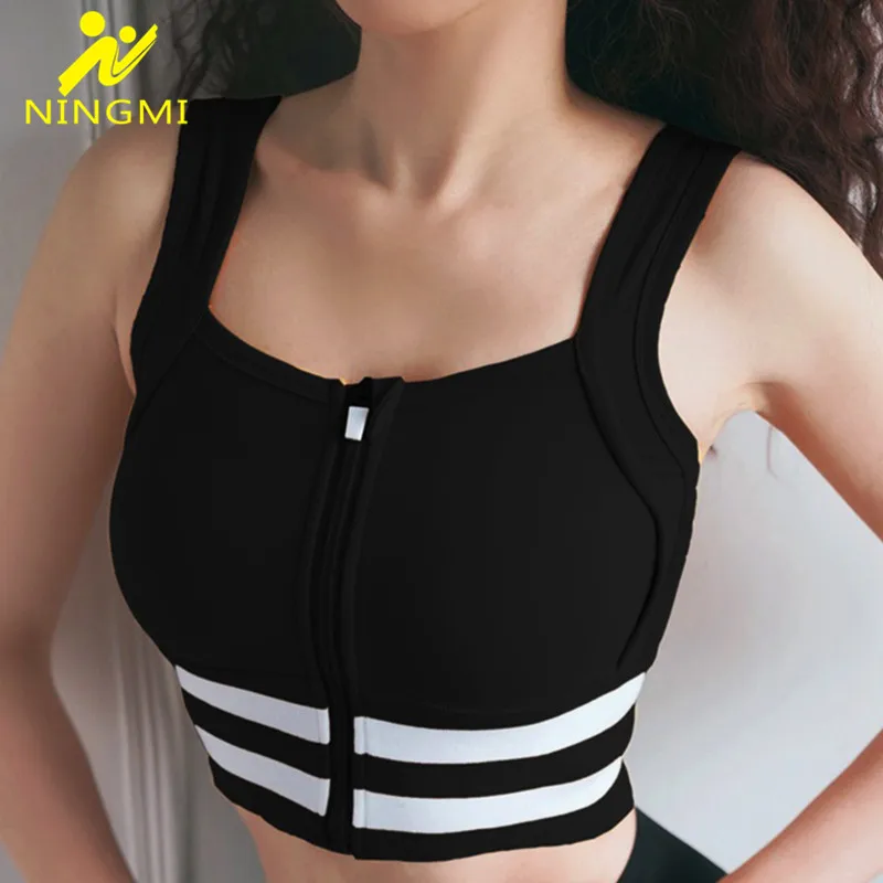 Спортивный бюстгальтер с молнией спереди ударопрочный женский топ эффектом