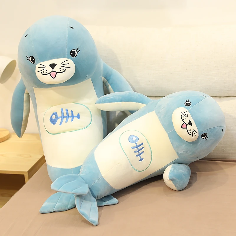 

1pc 45-75cm cute fish bone seal plush doll toy plush stuffed animal plush doll for kids and girlfriends holiday gifts