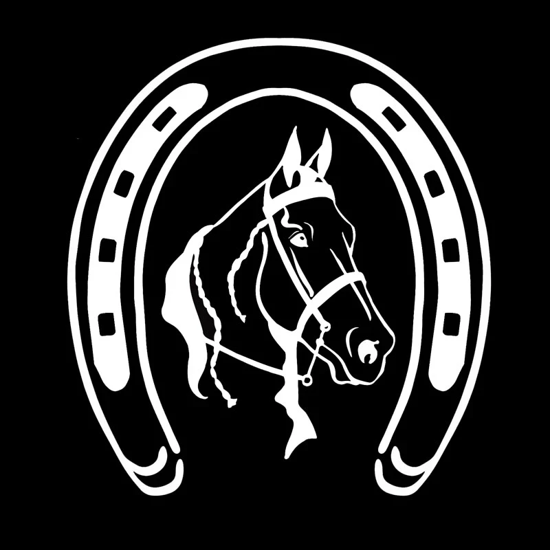 

Car Stickers Decor Motorcycle Decals Horseshoe and Classic Horse Head Decorative Accessories Creative Waterproof PVC,20cm*19cm