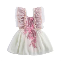 2021 infant newborn baby girl dresses ruffle sleeveless flower embroidery gauze princess dress casual clothes childrens clothing