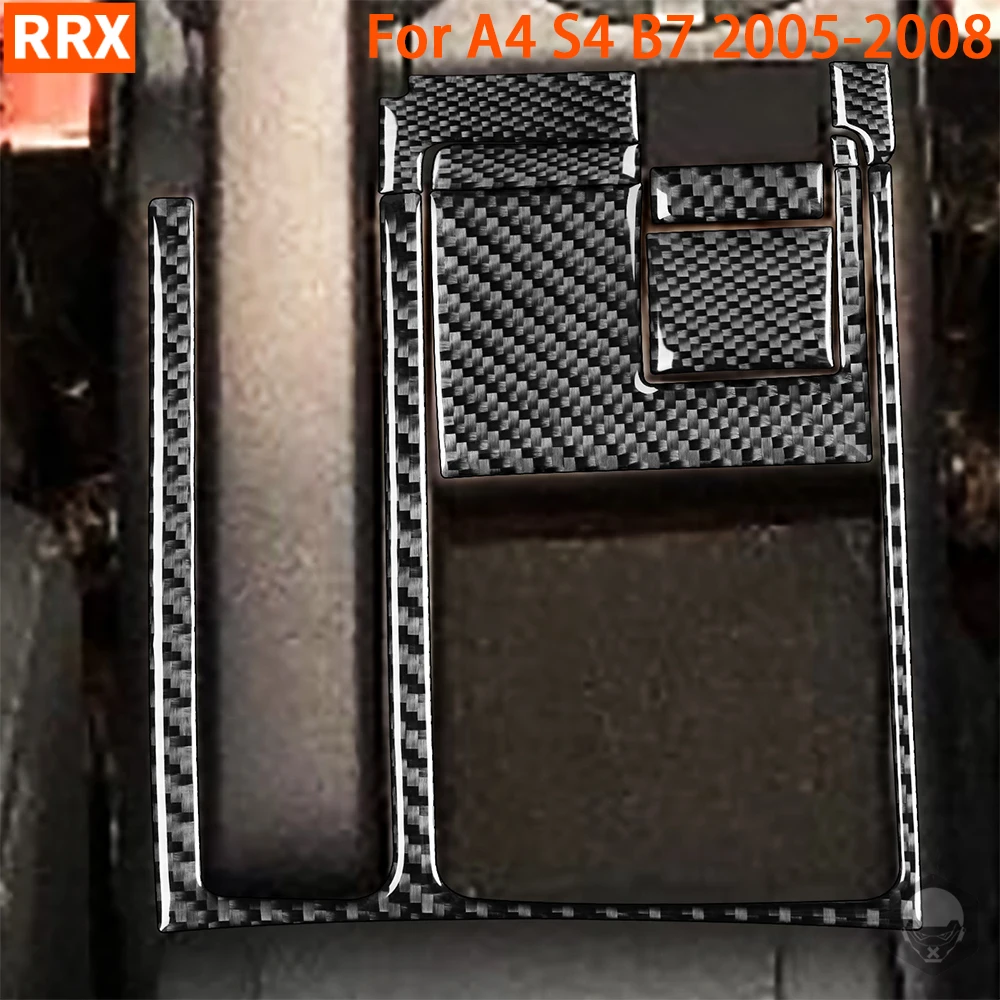 

Floor Console Handbrake Panel Cover Trim 8 Piece Set For Audi A4 S4 B7 2005-2008 Real Carbon Fiber Sticker Car Accessories