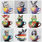 Алмазная живопись HUACAN с животными, кошка, собака 5D, алмазная вышивка своими руками, полный набор для вышивки крестиком, украшение на стену