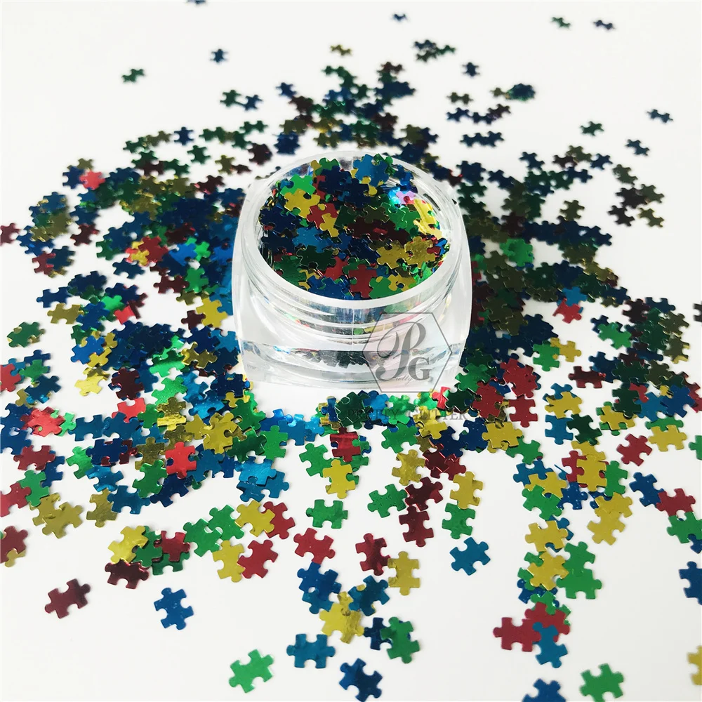 PrettyG 1 Box Colorful Puzzle Shape Glitter Sequins for Resin DIY Making Art Craft Nail Body Makeup Decoration Accessories BP-01 | Красота и