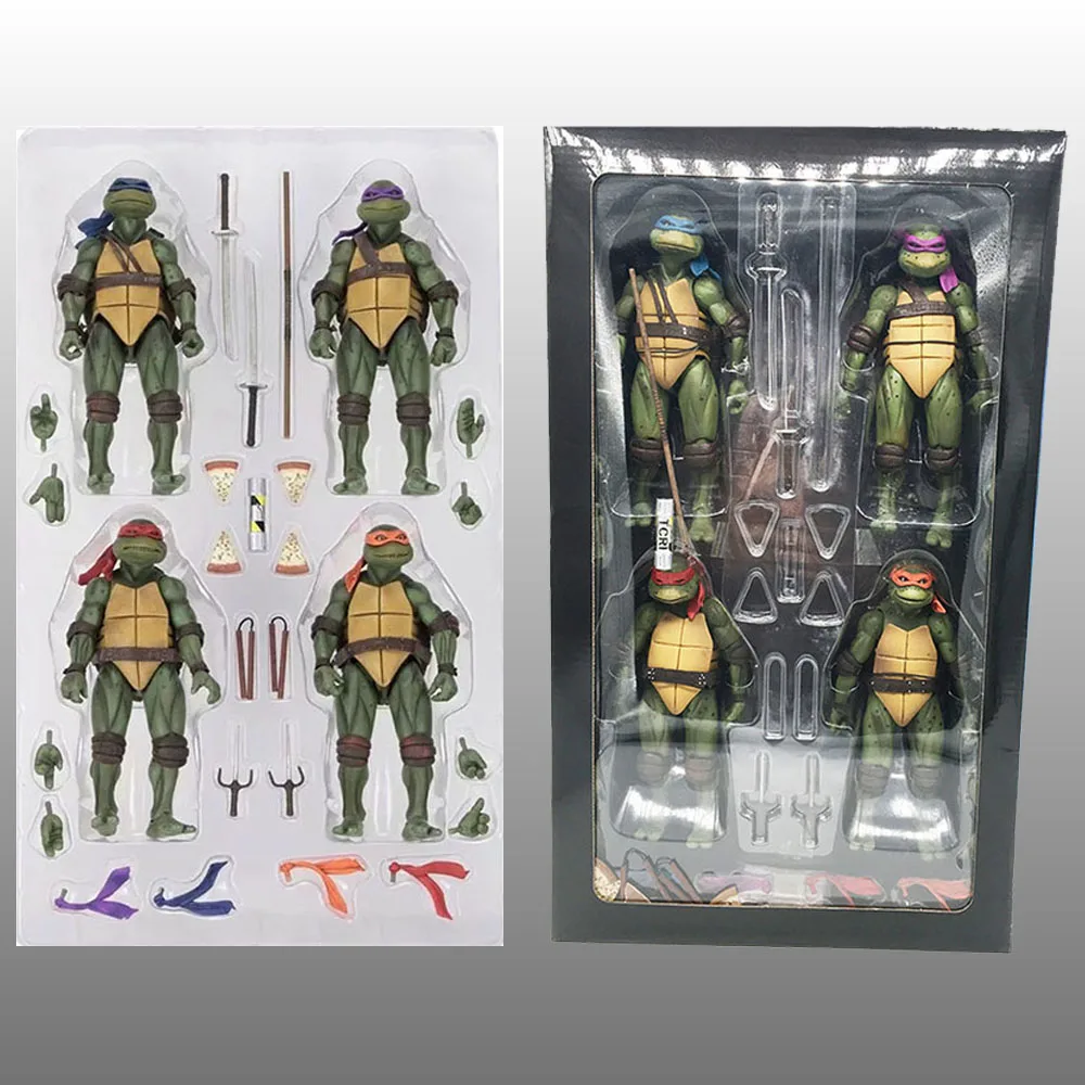 Оригинальные Черепашки NECA 90х 18 см Рафаэль леonardo Michelangelo Donatello фигурки игрушки
