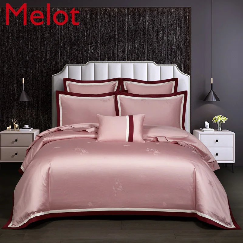 

Fashion Egyptian Cotton Jacquard Duvet Four-Piece European-Style Long-Staple Cotton Extra Large Simple and High-End Satin Cotton