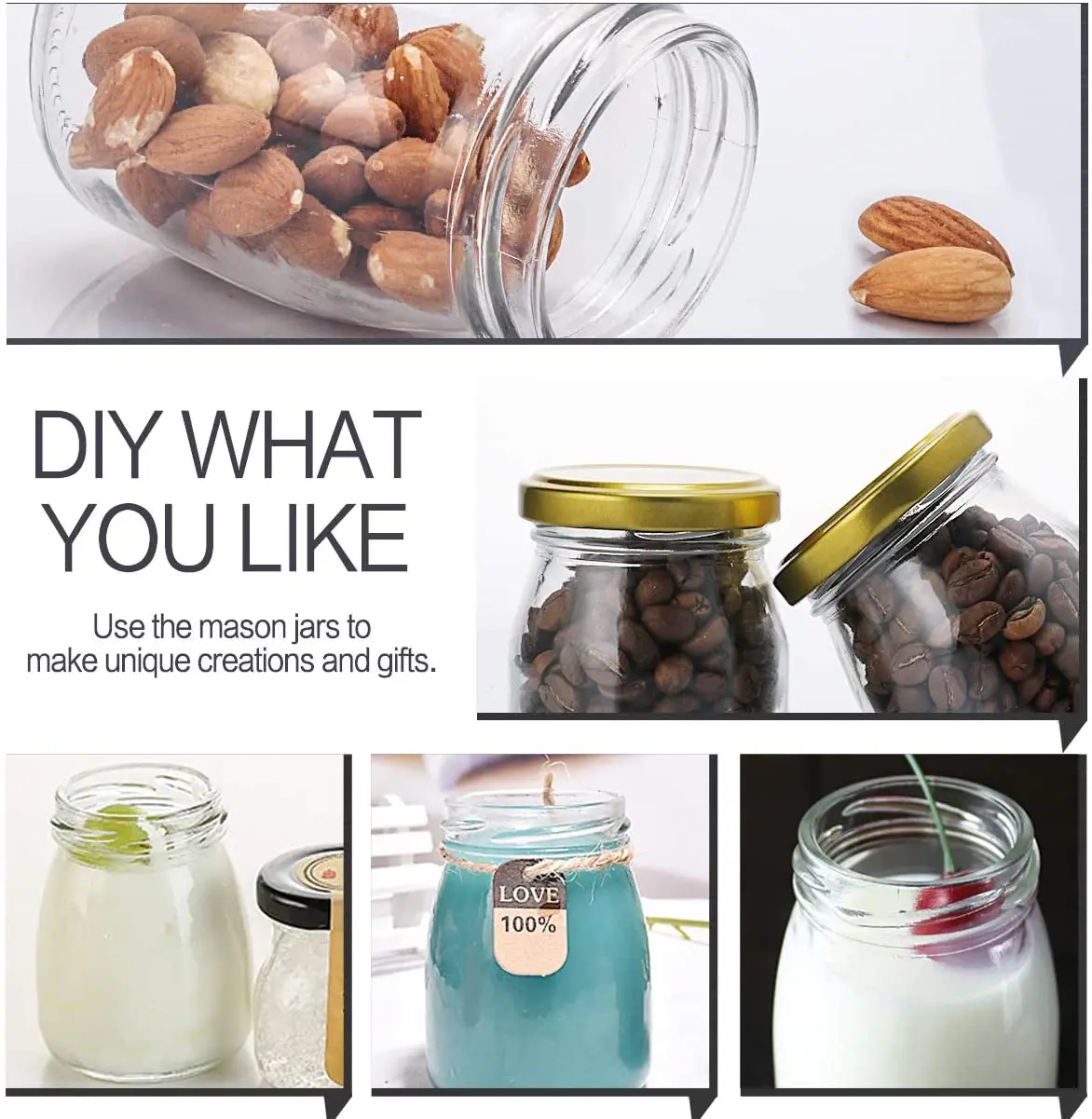 Стекло банки ясно баночки для йогурта с золотыми крышками стеклянный пудинг