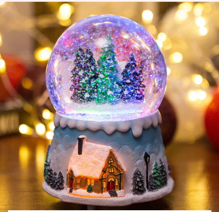 Christmas snow house crystal ball flowing music box snowflake girl friend children children music box for her birthday - Цвет: see chart