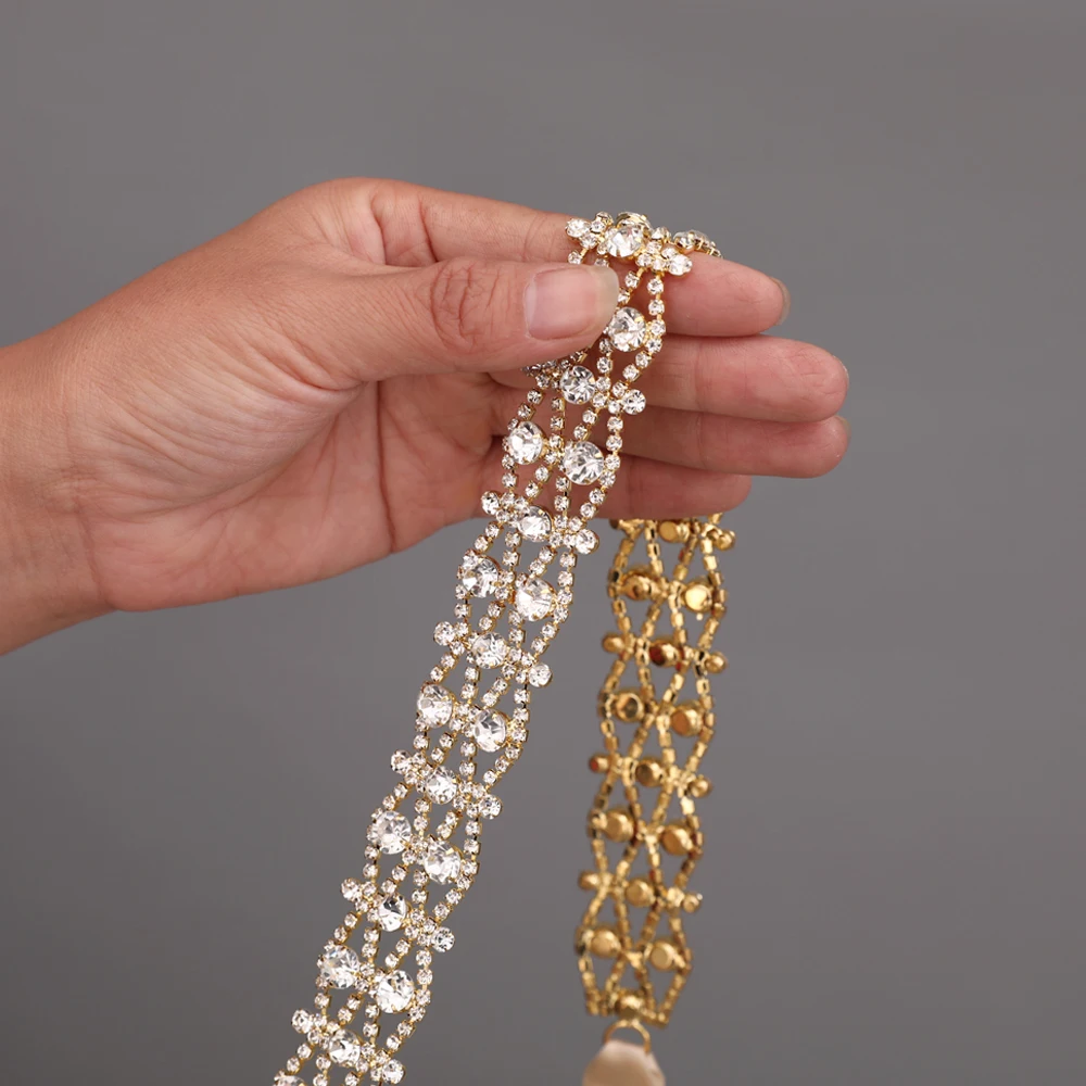 Стриксы S414-G роскошные золотые Свадебные ремни стразы свадебное платье пояс к