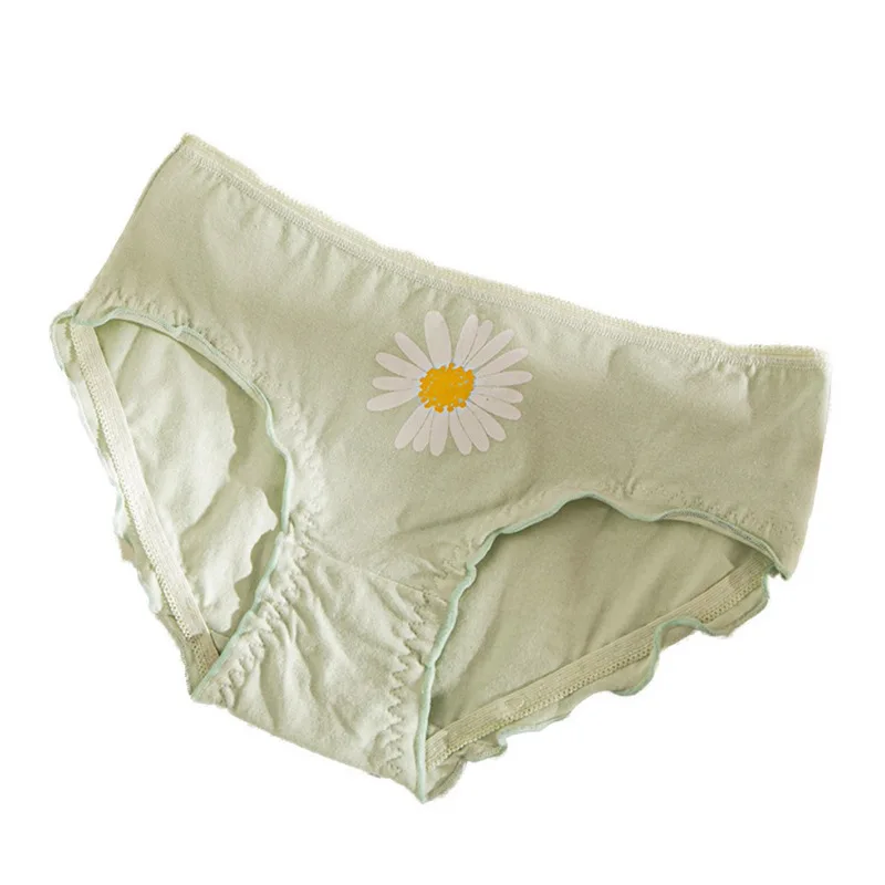 

5Pcs/Lot Cute Daisy Panties Pure Cotton Women's Underwear Ruffle Sexy Lingerie Low Waist Briefs Breathable Female Sport Panty