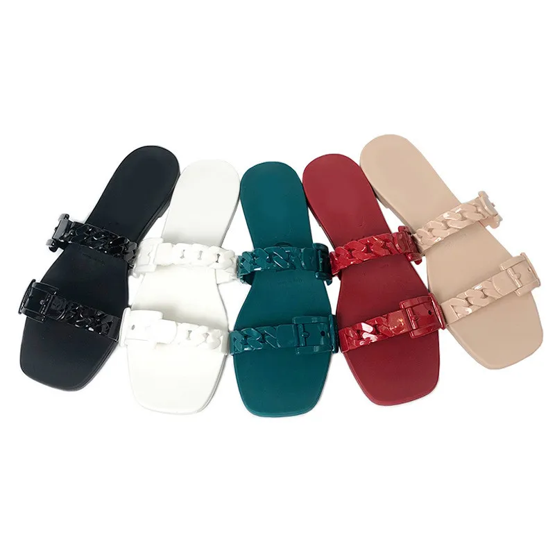 

Summer women's slippers jelly sandals outdoor leisure non slip flat bottom chain decorative sandals bathroom shoes 2021 NEW