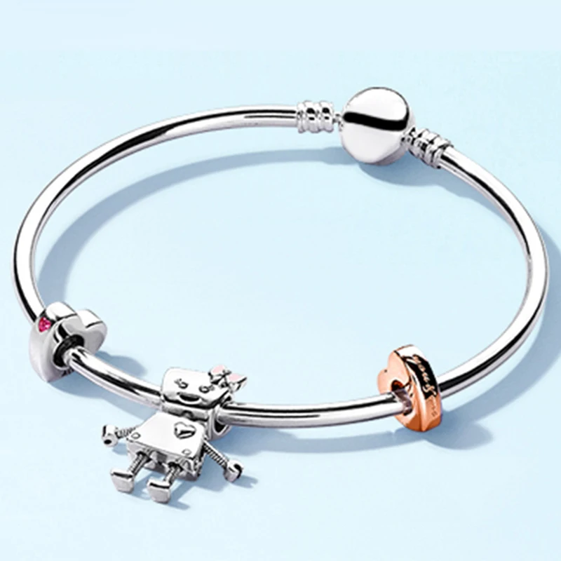 NEW 100% 925 Sterling Silver Brand New Bracelet Rose Bella And Friends Family Bracelet Set Suitable For DIY Robot Gift