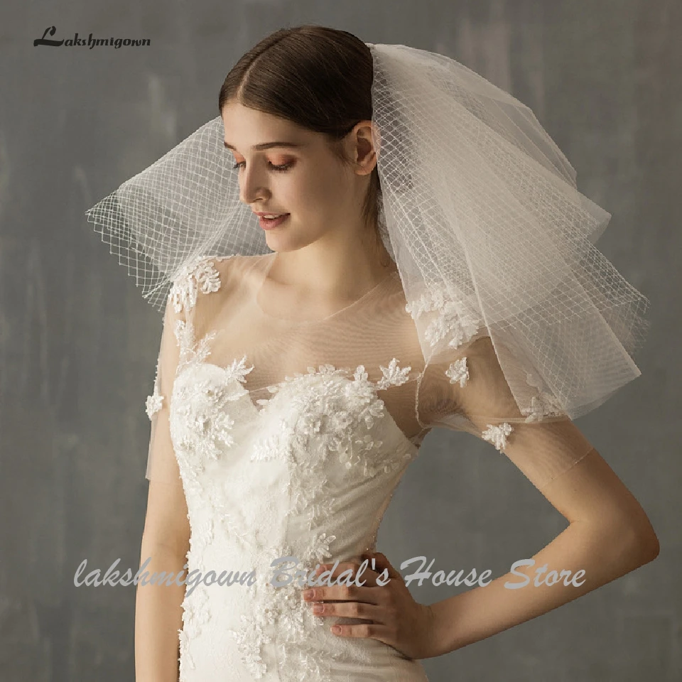 Lakshmigown Готическая короткая вуаль из тюля белая свадебная вуаль 4 слоя Черные Свадебные аксессуары