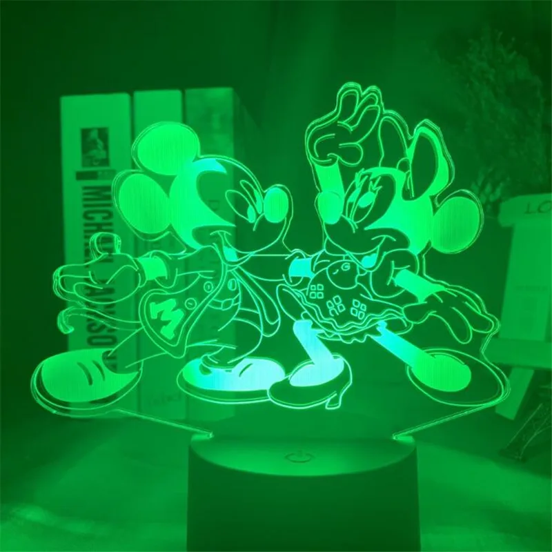 Disney Микки Минни 3d Ночник светильник украшение для спальни Lampara Дети