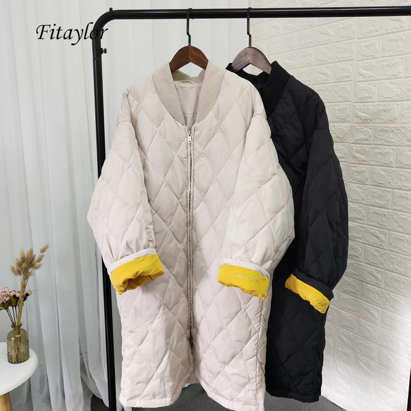 Fitaylor новинка зимние длинные женские пуховики 90% ультра светильник белый утиный