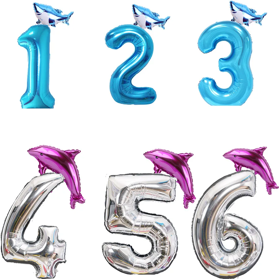 Детские вечерние шары sharkado на первый день рождения воздушные в виде морских