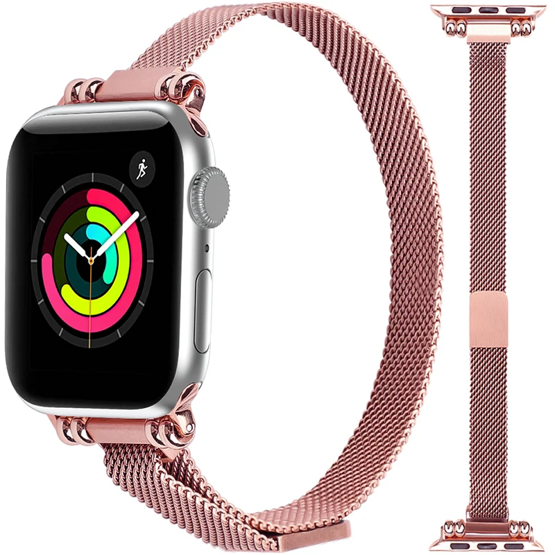 

Women Metal band for Apple Watch 38mm 40mm 42mm 44mm Stainless Steel Watch strap bracelet for iwatch 7 41mm 45mm SE 6 5 4 3 2