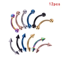 10pcs12pcs stainless steel colorful eyebrow ring body piercing navel ring belly button earrings lip ring piercing jewelry