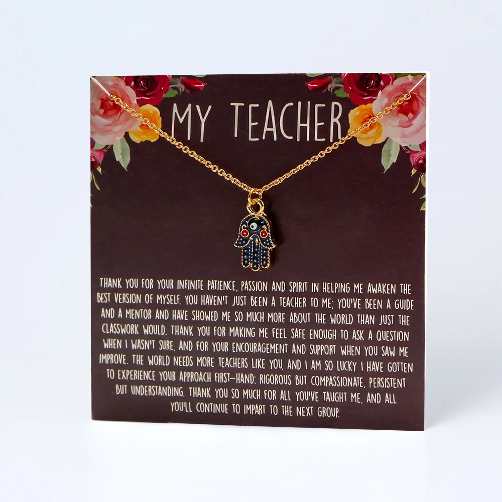 Wish Card Lucky Hamsa ручной кулон от сглаза ожерелье для женщин модный подарок карты