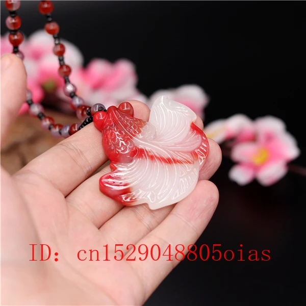 Натуральные красные белые китайские Подвески в виде золотой рыбки ожерелье с