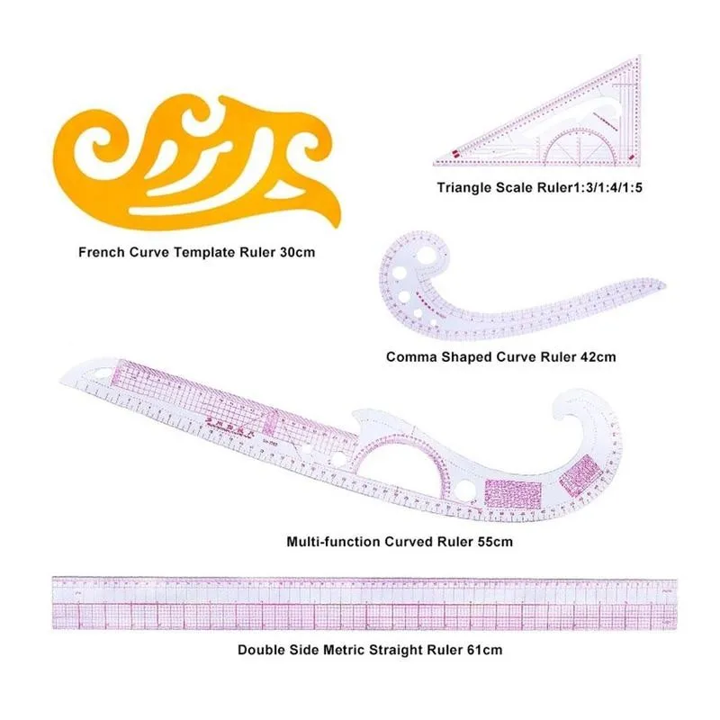 

5Pcs/set Cutting Ruler DIY Clothing Sample Grading Rulers Plastic Tailor Sewing Patchwork Cutting Tool Accessories Sewing C O3N0