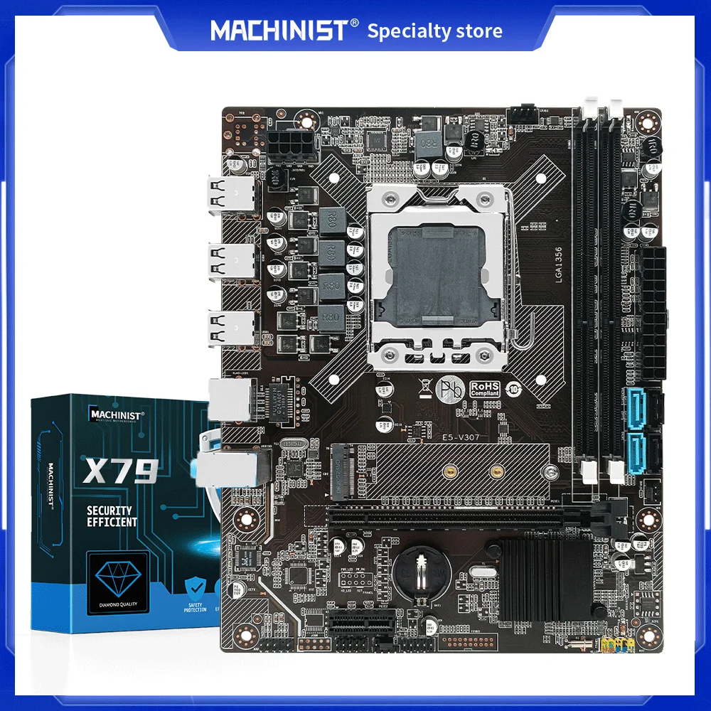 Machinista X79 Placa-mãe Suporte Lga 1356 Cpu Intel Xeon e5 Processador Série Ddr3 Reg Ecc Ram Memória e5 V309 Mainboard Placas-mães