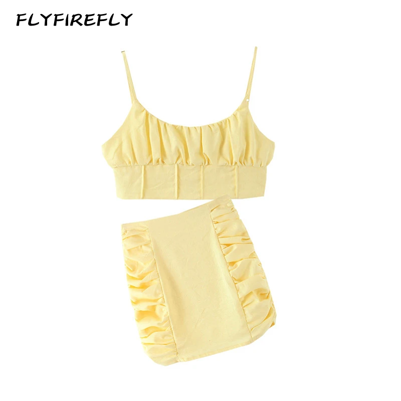 

Summer mini skirts women ruffle sexy skirt high waist vintage short skirts elegant yellow korean style sexy skirts 2020