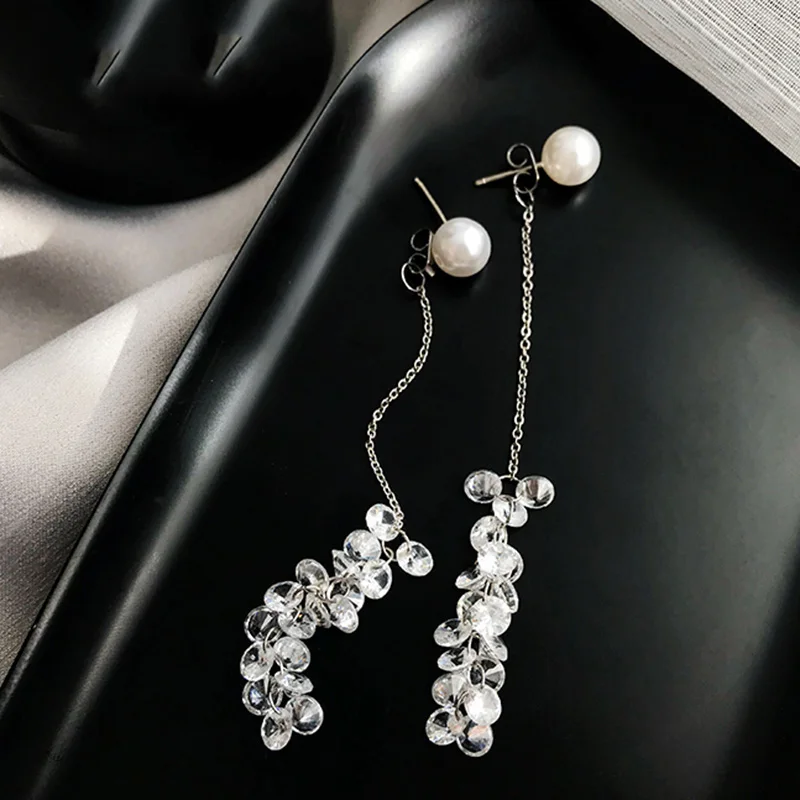 Серьги с жемчугом спереди и сзади длинные серьги кисточками стразами пара