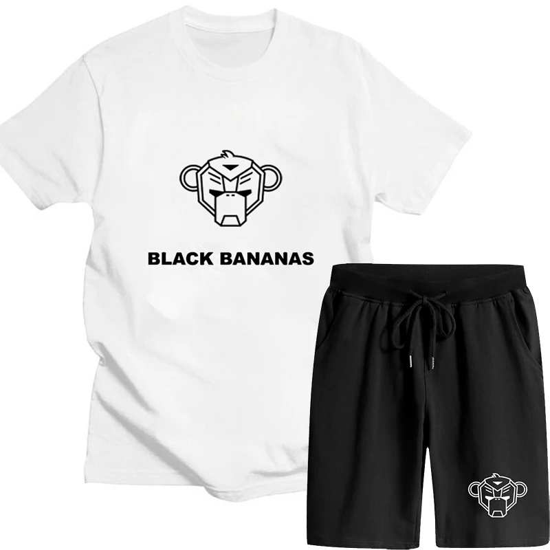 

2021 Black Bananas 2 Piece Sets Printed Men Summer O-Neck Clothing Tracksuit New Short Sleeve Male T-Shirt Short Set