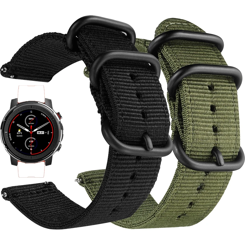 Ремешок нейлоновый для Xiaomi huami Amazfit Stratos 3 2 2S /PACE/GTR браслет часов Huawei Watch GT GT2 46