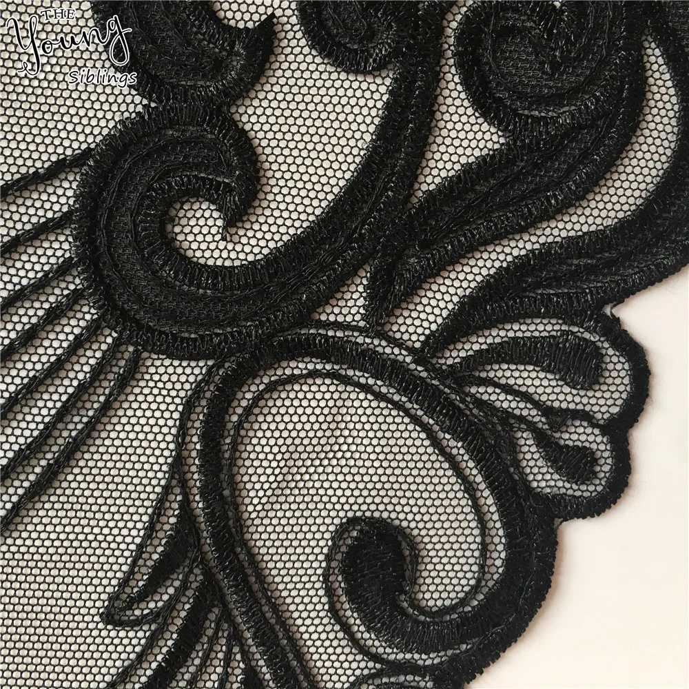 Новое поступление кружевной воротник с вышивкой черная ткань из органзы вырез
