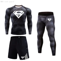 new mens jogging suit fitness men compression top long t shirt leggings 3 pc set mma compression tracksuit thermal underwear