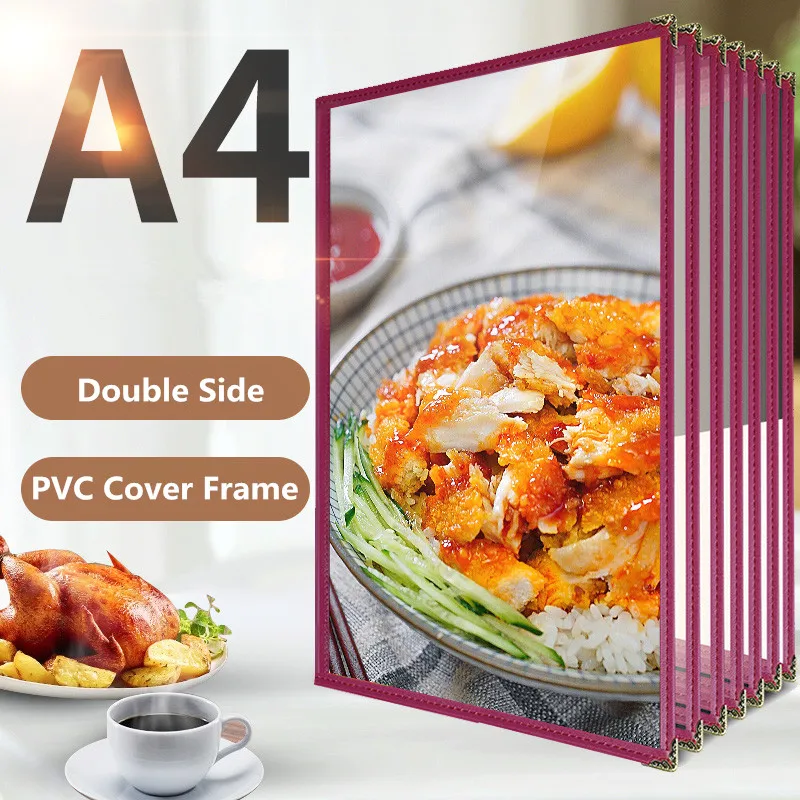 A4 Menu Cover Books 8.5"x11" Single Page 2 View Restaurant Cafe Recipe Menu Holder Covers Frames
