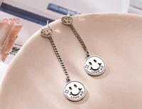 s925 sterling silver smiley earrings new trendy female long temperament earrings