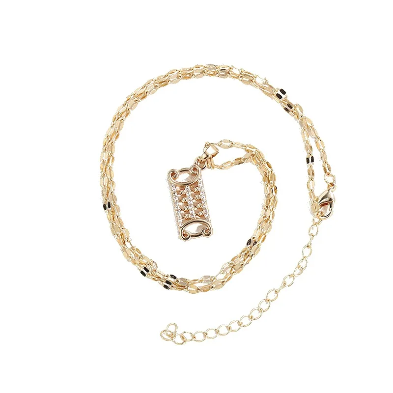 

Girls Jewelry Necklace Zircon Micro-inlaid Abacus PendantEuropean and American Jewelry Clavicle Chain Manufacturers Dropshipping