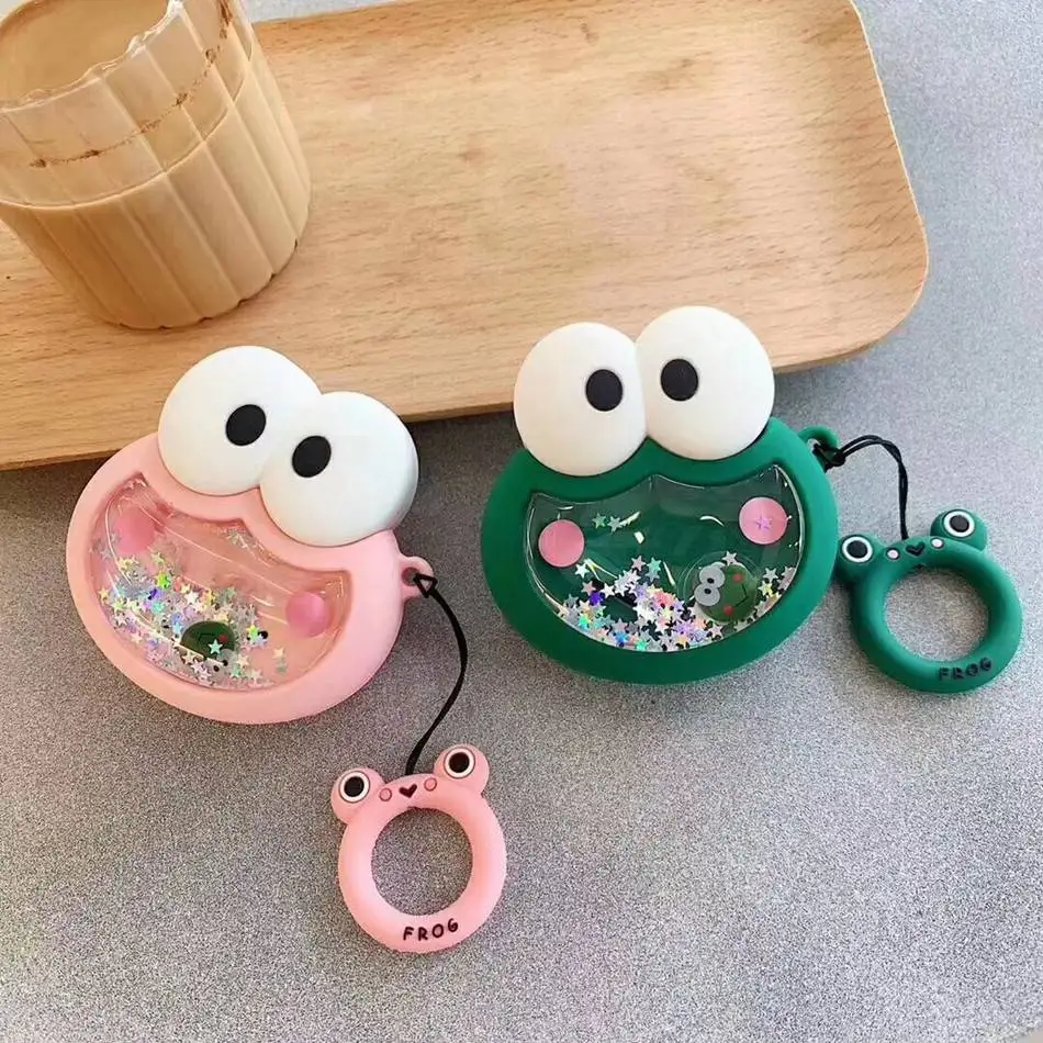3D Жидкий чехол для наушников для Apple Airpods 2 Чехол Блестящий зыбучий песок чехол для Air pods чехол для наушников Earpods чехол Блестящий ремешок