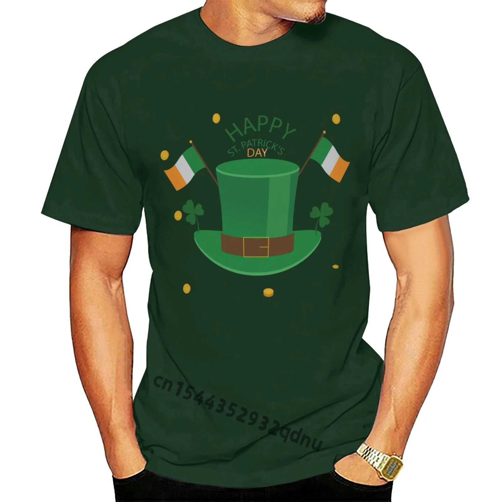 

Men t-shirt St Patricks Day Png tshirt Women t shirt Forest Green S