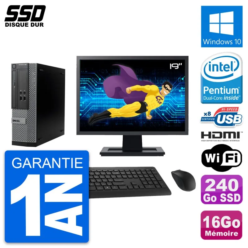 ПК Dell 390 SFF экран 19 &quotIntel G630 RAM GB SSD 240Go HDMI Windows 10 Wifi|Системные блоки| |