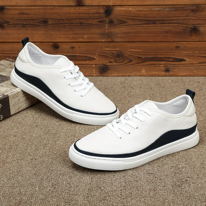 Осенняя Новая повседневная обувь QWEDF мужские кожаные туфли на плоской подошве