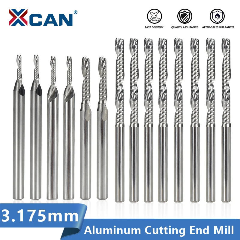 

XCAN Single Flute Aluminum Cutting End Mill 3.175mm Shank Spiral Milling Cutter Carbide CNC Router Bit