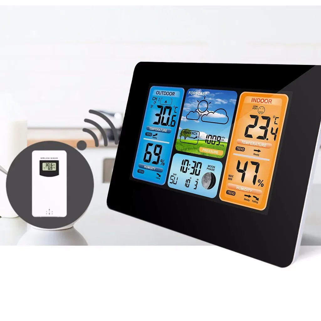 Метеостанция с часами цифровой измеритель температуры и влажности ЖК дисплеем