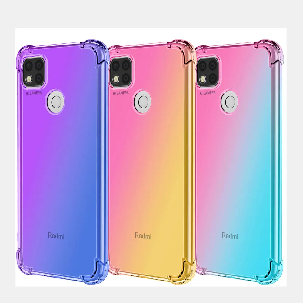 Redmi 9C чехол 6.53 дюйм тонкий градиентными цветами прозрачный противоударный
