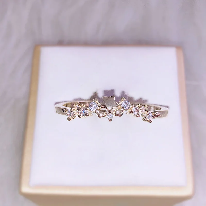 

Новинка 2021, роскошное кольцо со звездой и золотым покрытием 14 к, модное элегантное индивидуальное женское кольцо