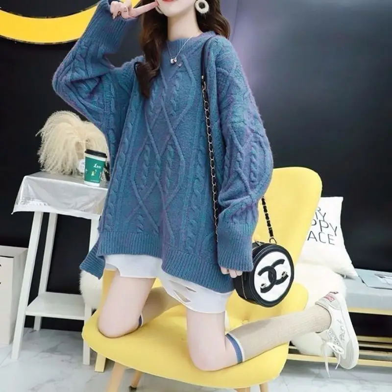 

Women Pullover 5 Color Sweaters Casual Soft Solid Color 2021 Autumn New Loose Fake Two-Piece Female Hollow Out Sweaters Y69