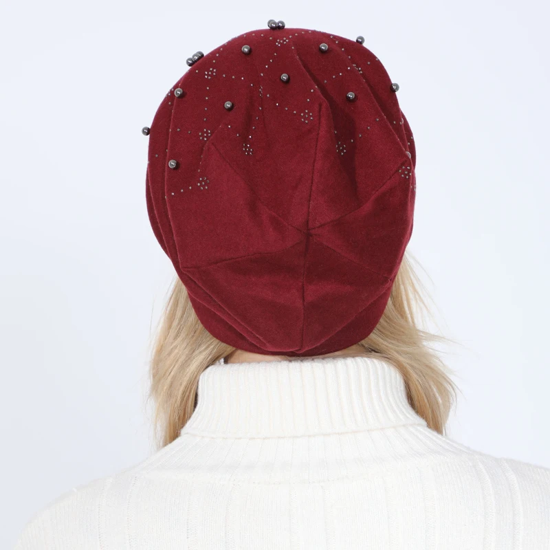 Женская зимняя модная шапка с цветами кружевная Шапка бини элегантная тонкая для