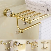 european goldtowel rack bathroom hardware set solid brass crystal tissue box toilet brush holder bathroom accessories set