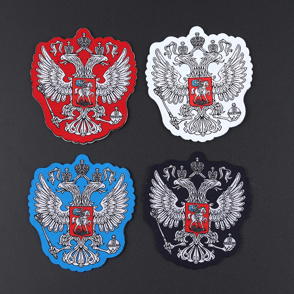 

Fine Russia Emblem Eagle Russian Army Flag Patch Sew On Coat Fine Eagle Embroidery Clothing Biker Patch Badge Stripe Decor